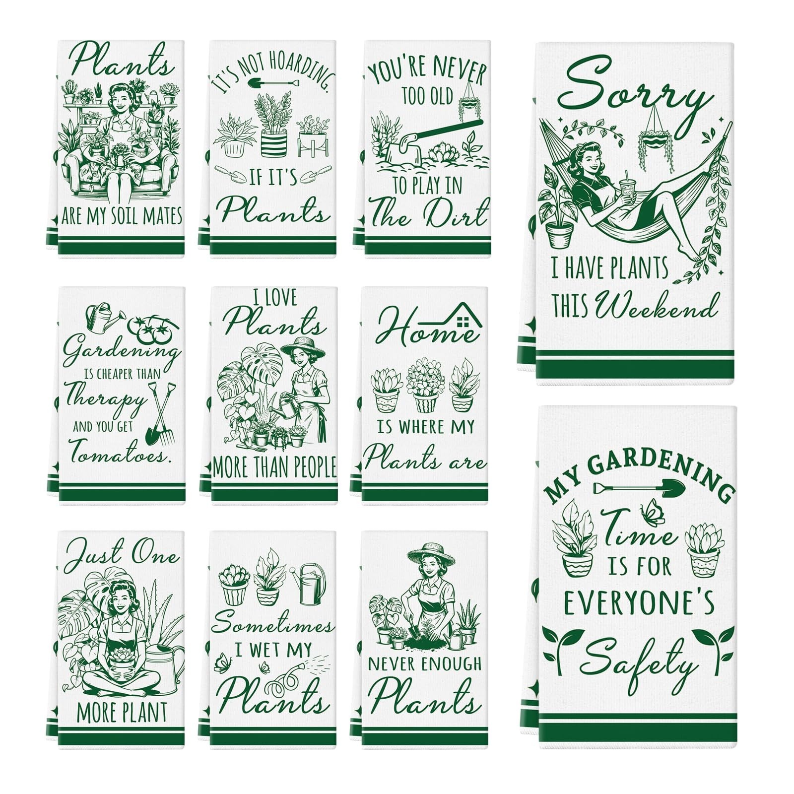 11 Pcs Garden Plants Kitchen Towels 14x21 Inch Dish Towels Seasonal Gift Holi...