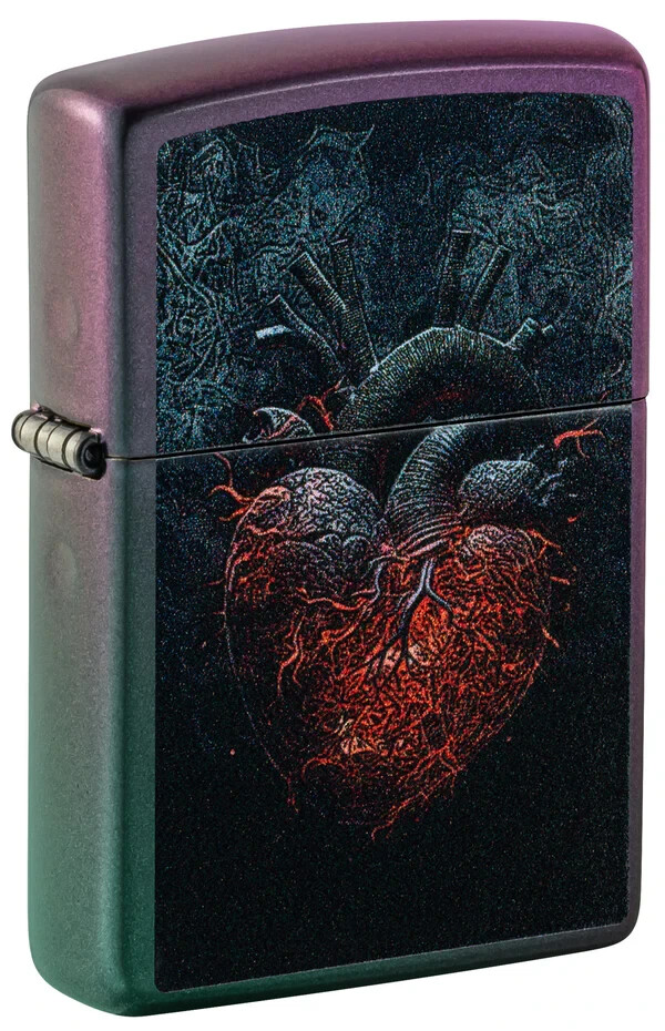 Zippo Dark Heart Design Color Image Iridescent 46583