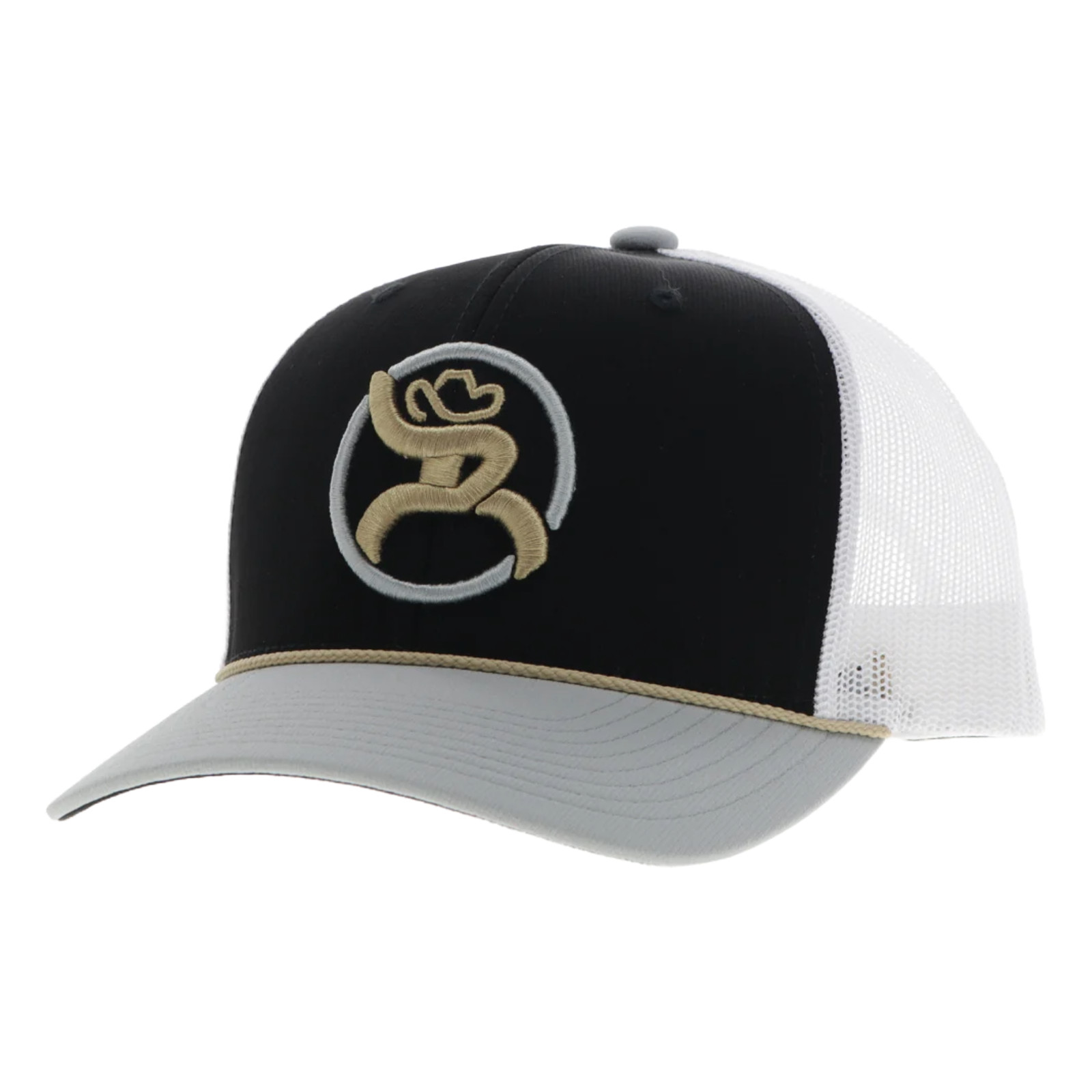Hooey Strap Roughy Black & White Graphic Trucker Cap 4031T-BKWH