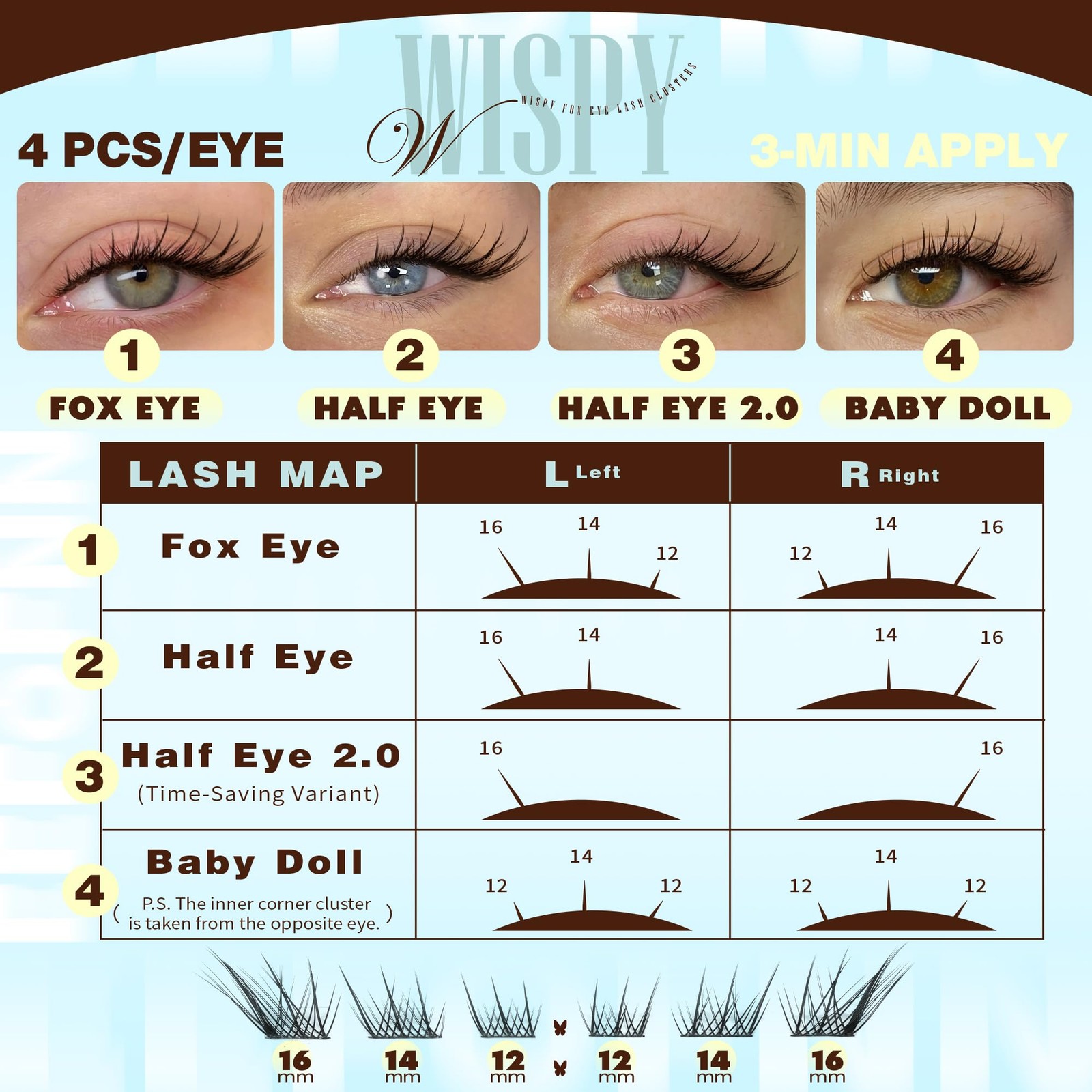 Wispy Lash Clusters Natural Cluster Eyelash Extensions Cat Eye Lashes Black