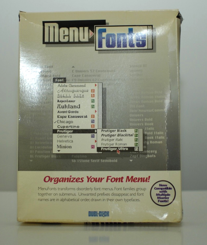 Dubl-Click MenuFonts 4.5 for Macintosh Vintage Software in Box