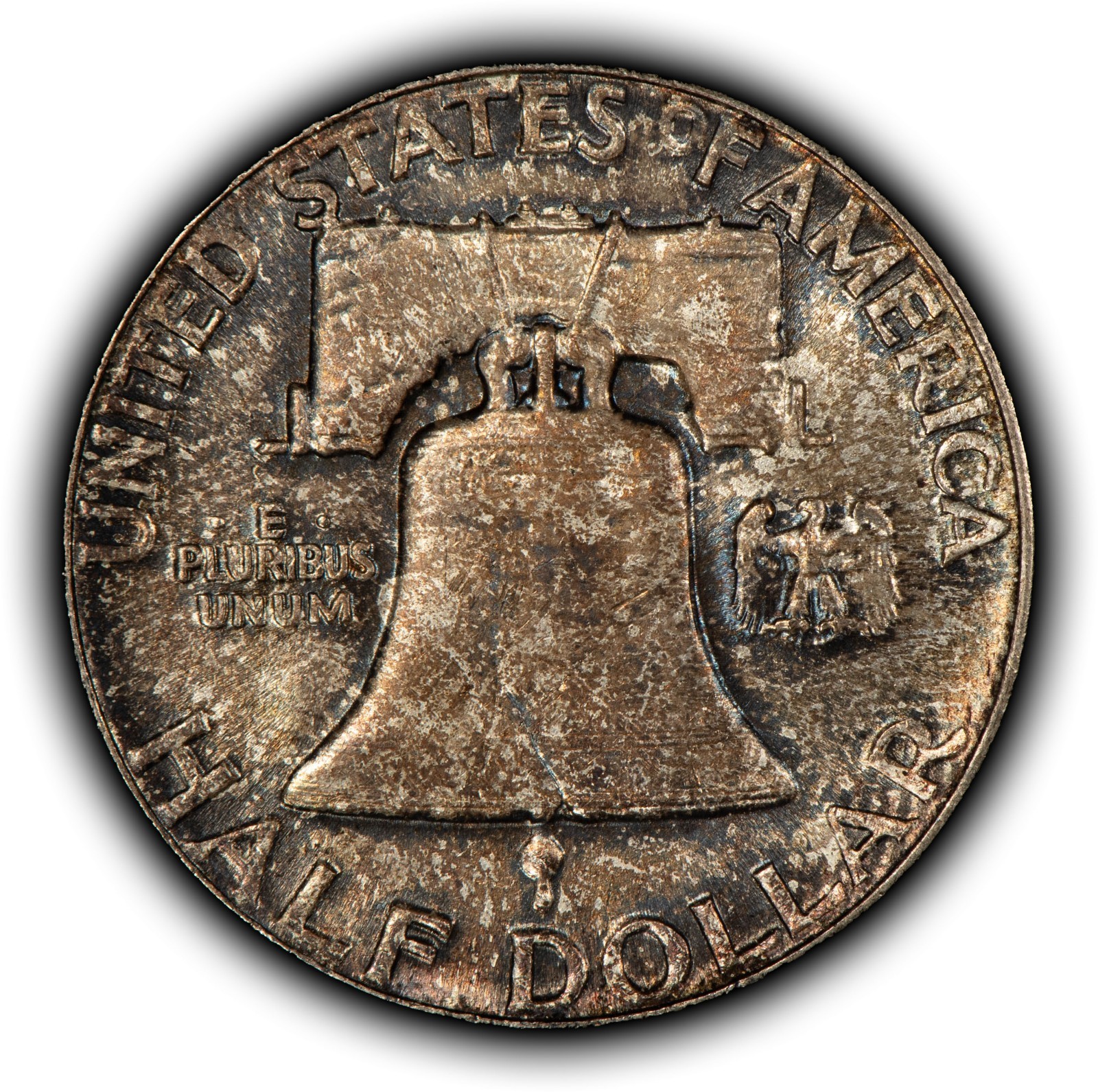 1952 50c Franklin Silver Half Dollar - Colorful Original Toning - SKU-H3810