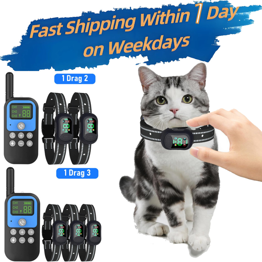 2025 Dog Training Collar 4900FT Remote Rechargeable Shock Waterproof Trainer New