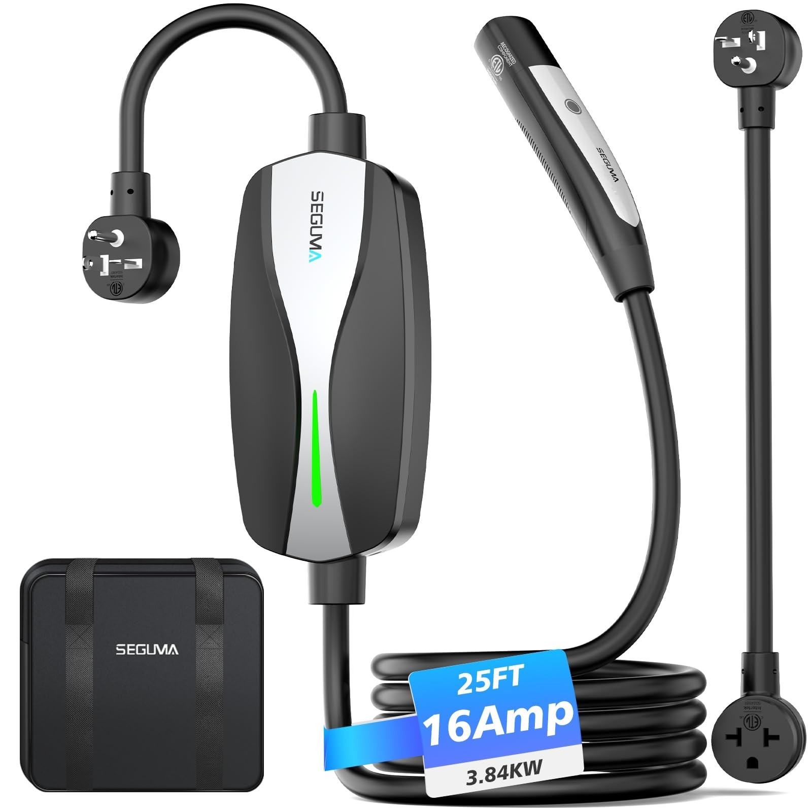 SEGUMA Level 1/2 Tesla Charger, ETL Certified 12A/16A, 25ft Cable, Dual Volta...