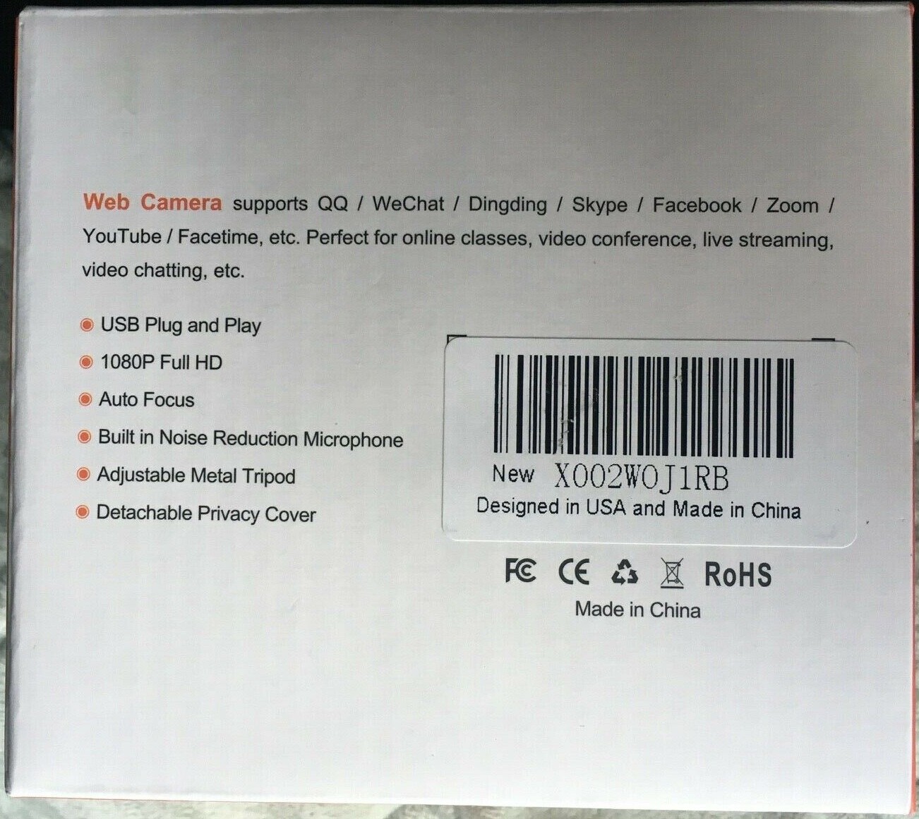 HD 1080P Webcam with Microphone and Privacy Shutter and Tripod