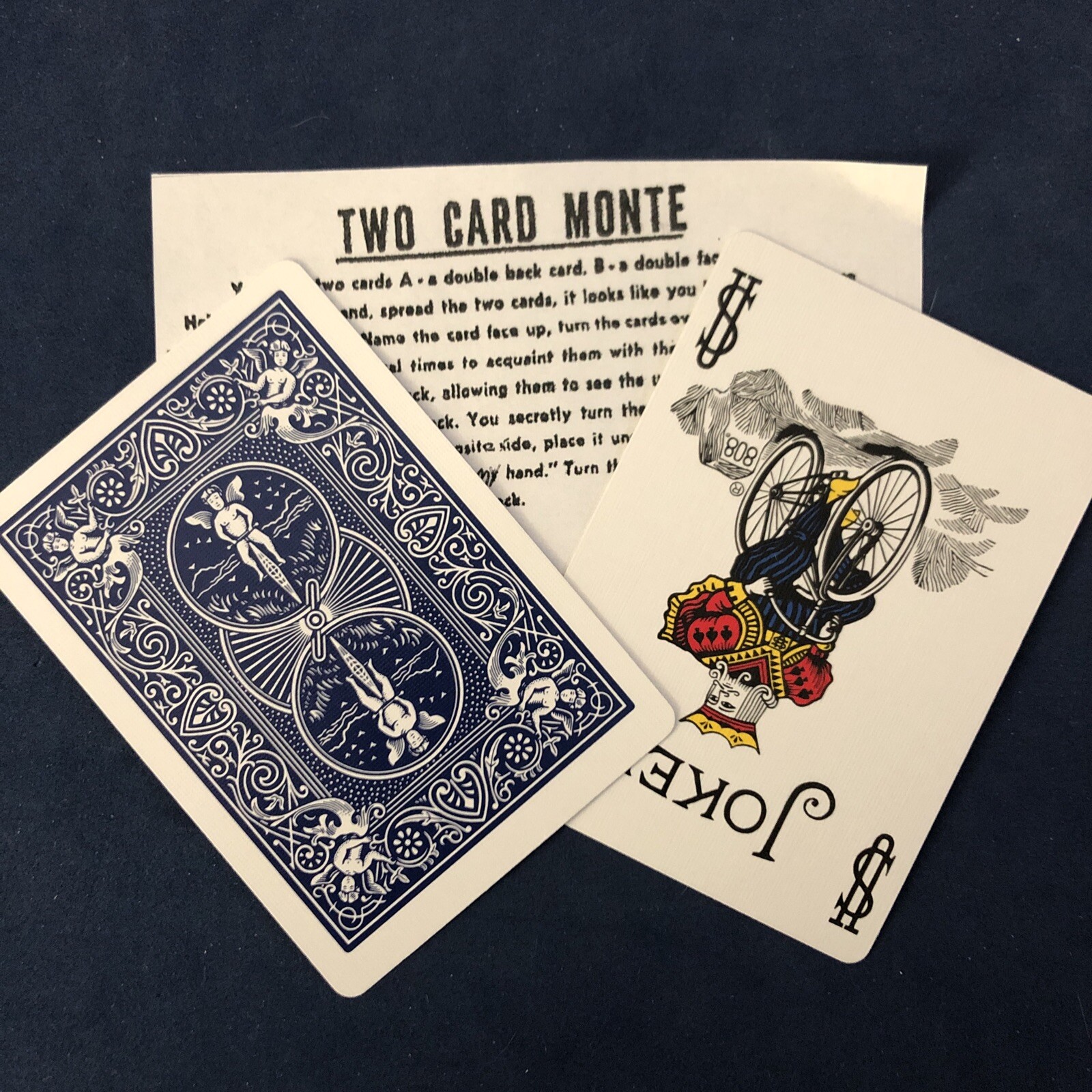 Two Card Monte Packet Trick, Bicycle Blue Back W/Instructions New
