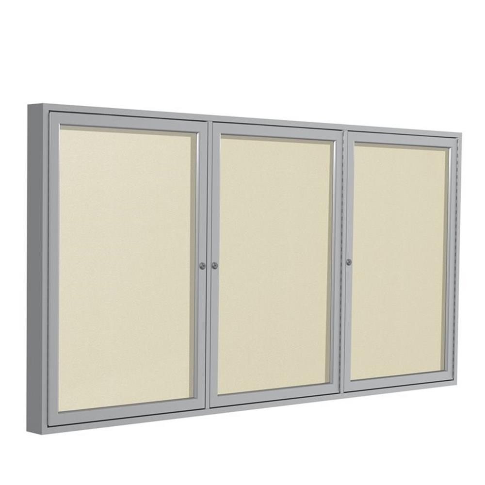 Ghent's Vinyl 48" x 72" 3 Door Enclosed Bulletin Board in Ivory