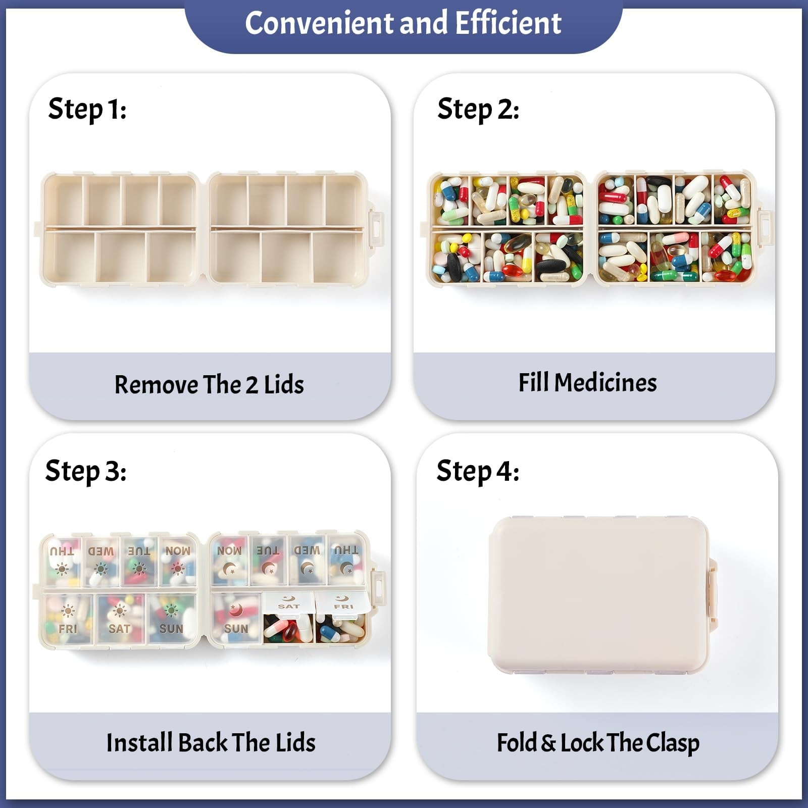 NEW Foldable & Double Protection Portable Weekly Pill Organizer 2 Times A Day...