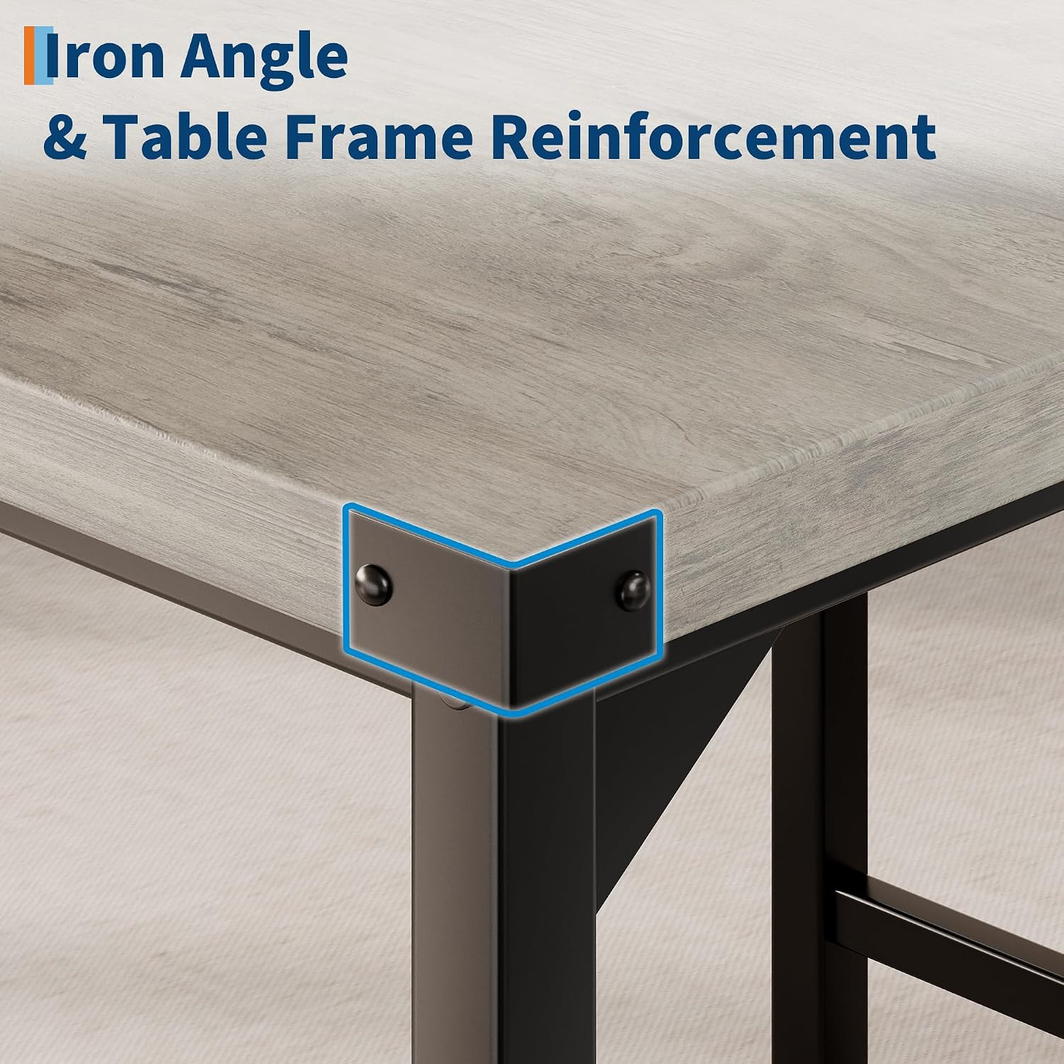 Dining Table Set for 4 with Corner Protector, Kitchen Table Set W/Footrest & Bac