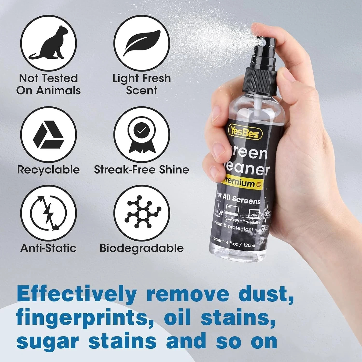 Screen Cleaner Spray 16Oz (4Oz X 4 Pack) - TV & Computer Screen Cleaner
