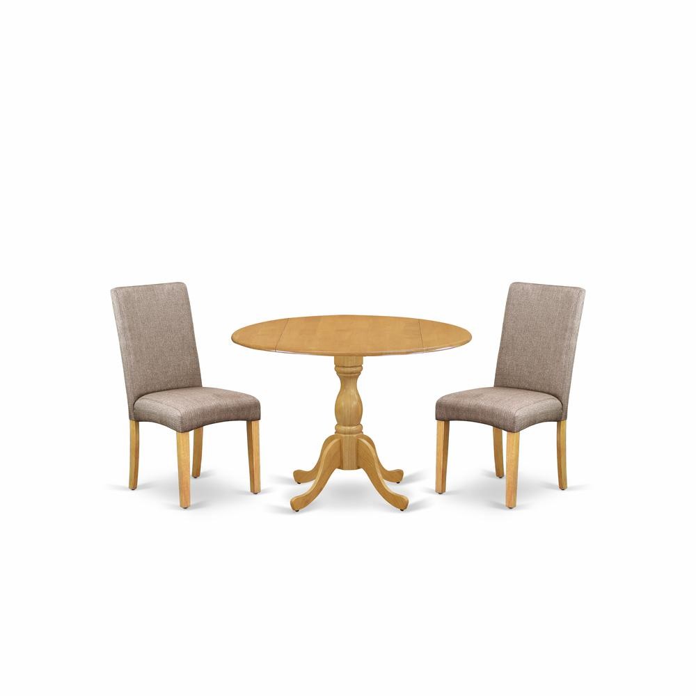 East West Furniture DMDR3-OAK-16 3 Piece Table and Chairs Dining Set - Oak...