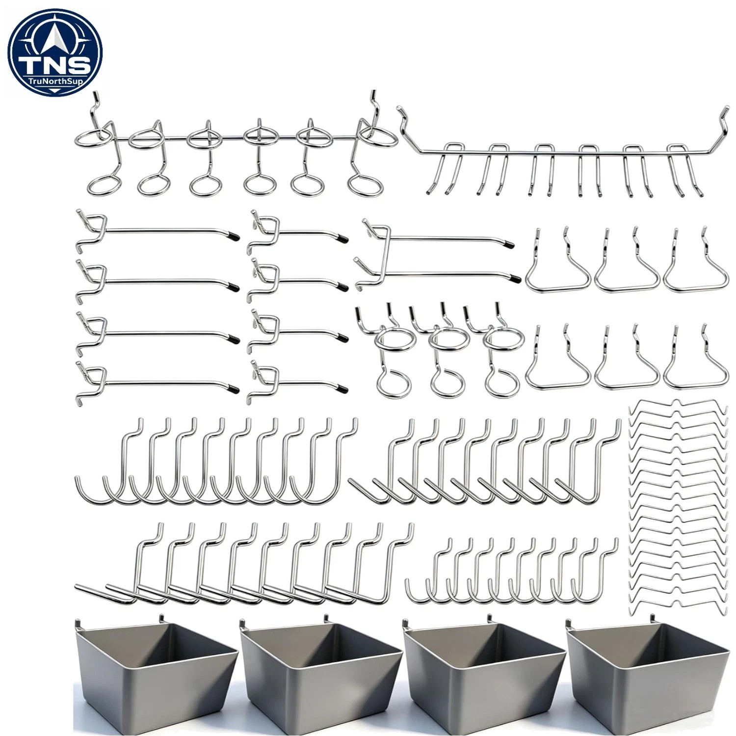 Corrosion-Resistant Pegboard Hooks Set - 80 Pieces for Kitchen & Garage Use