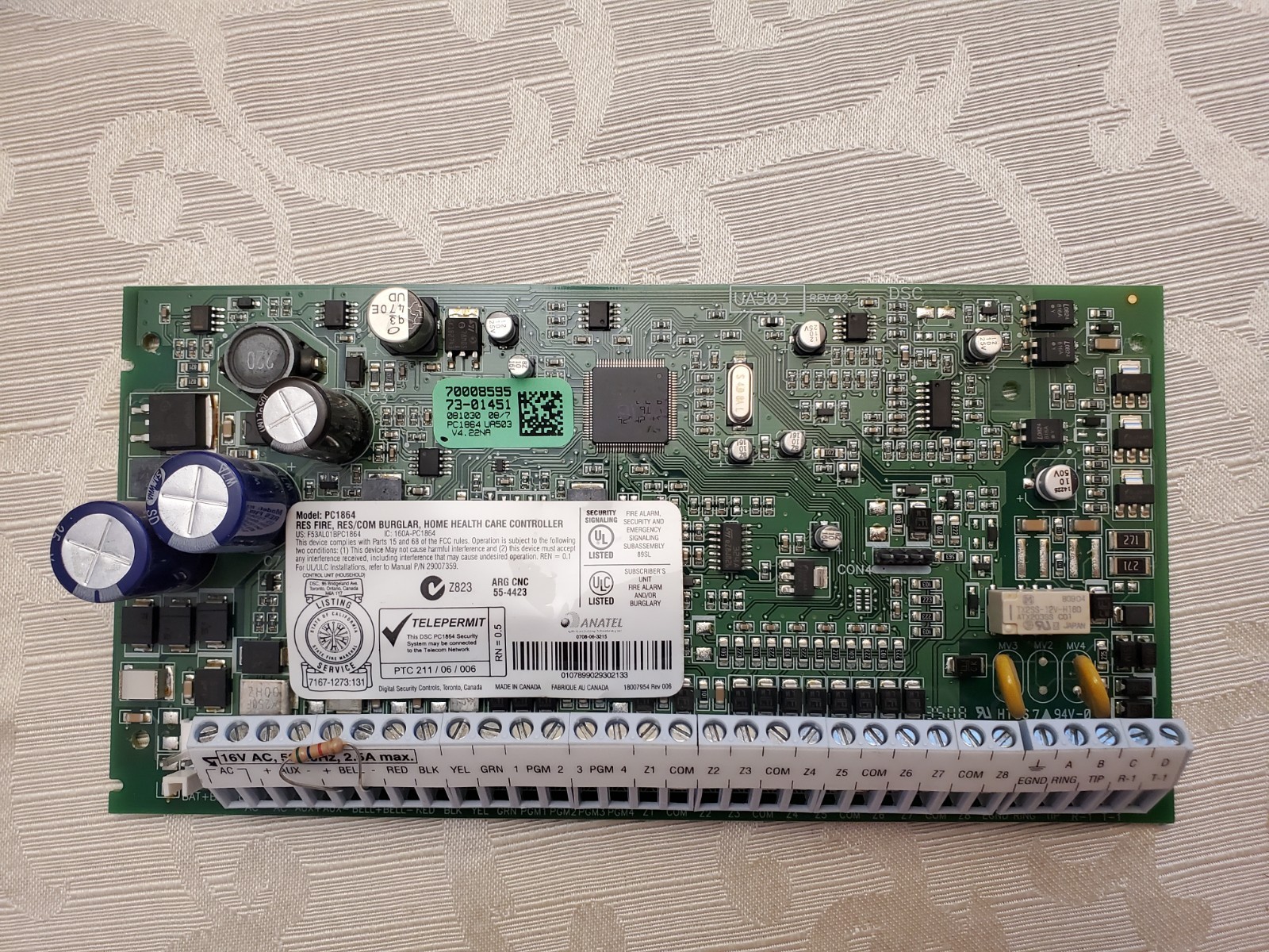 DSC PC1864 V4.22 PowerSeries 8-84 Zone Alarm System Board Only