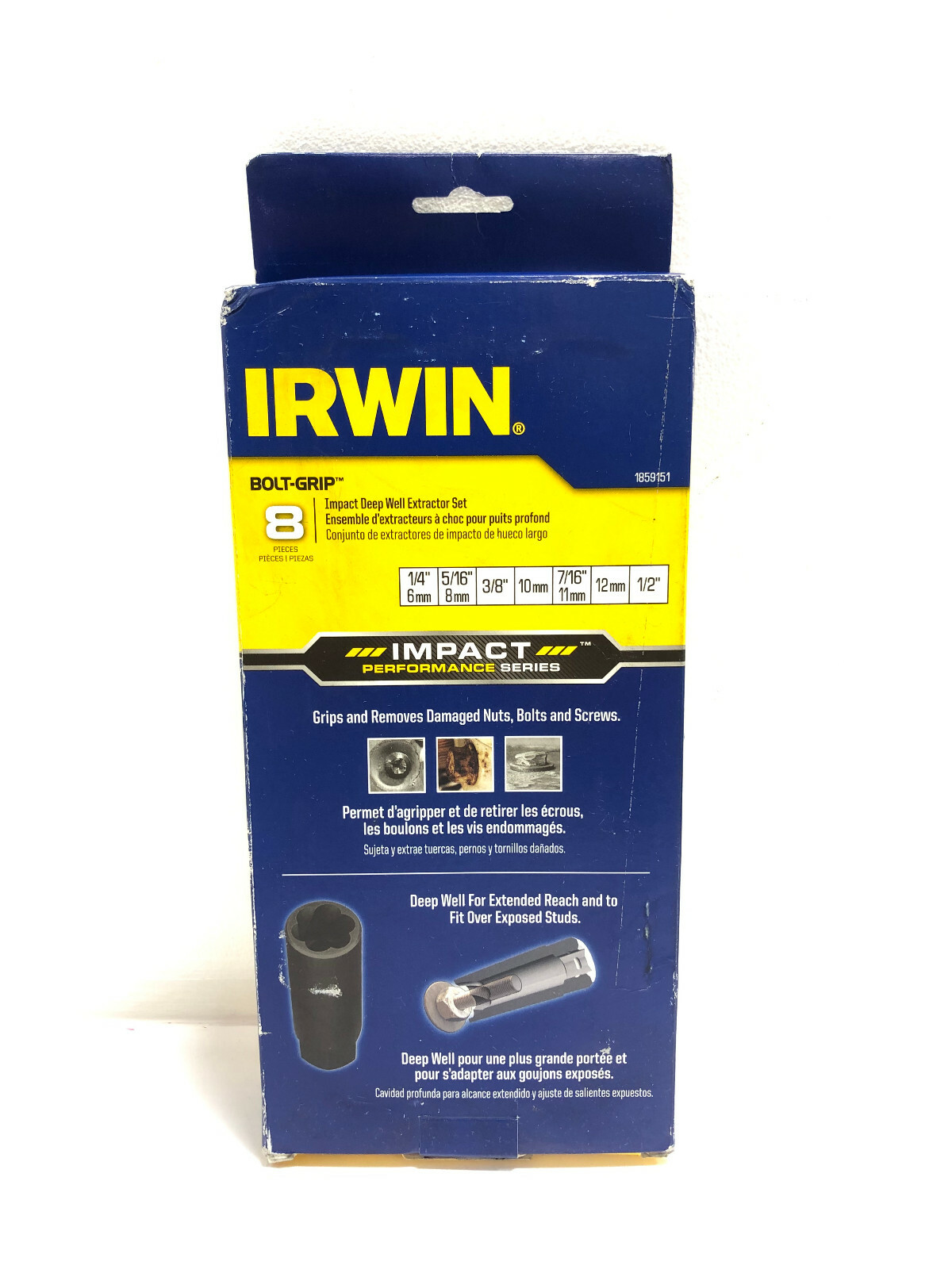 Irwin 8-Piece 3/8" Drive Impact Deep Well Bolt Grip Extractor Drawer Set 1859151