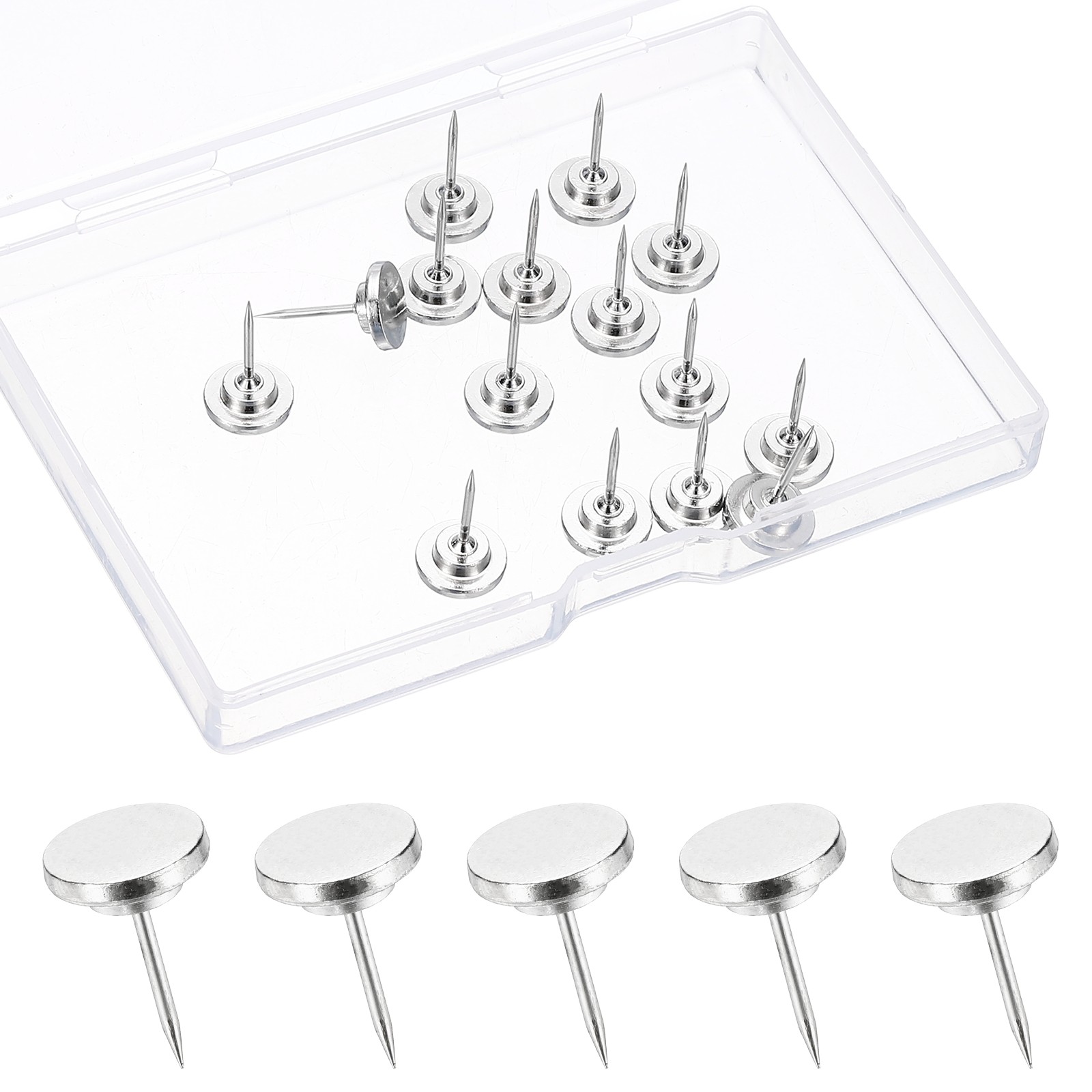 15 Pcs Flat Push Pins, Metal Thumb Tacks for Wall Push Pin, Silver Tone
