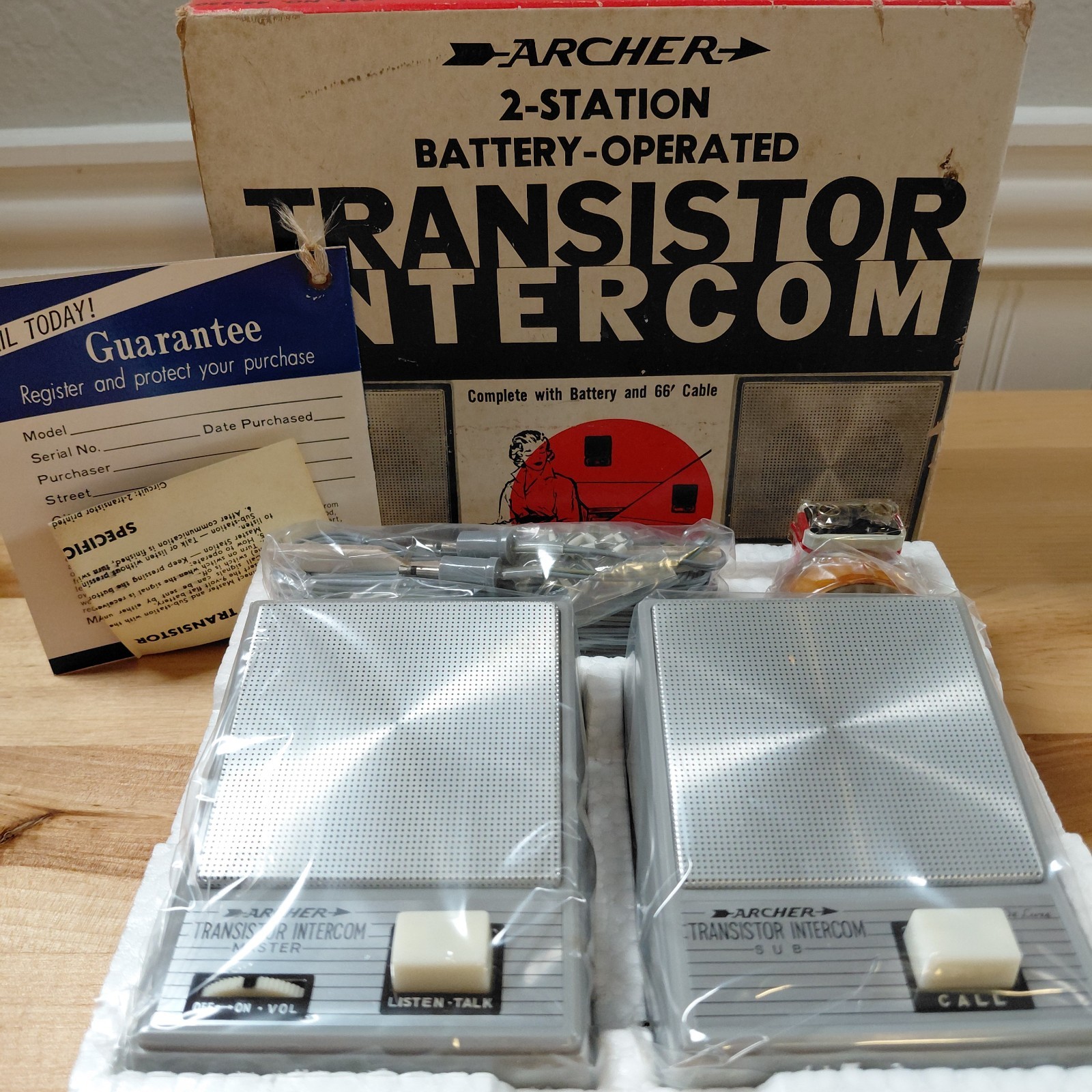 Vintage 70's Radio Shack Archer 43-220 Two Station Intercom System NIB NOS