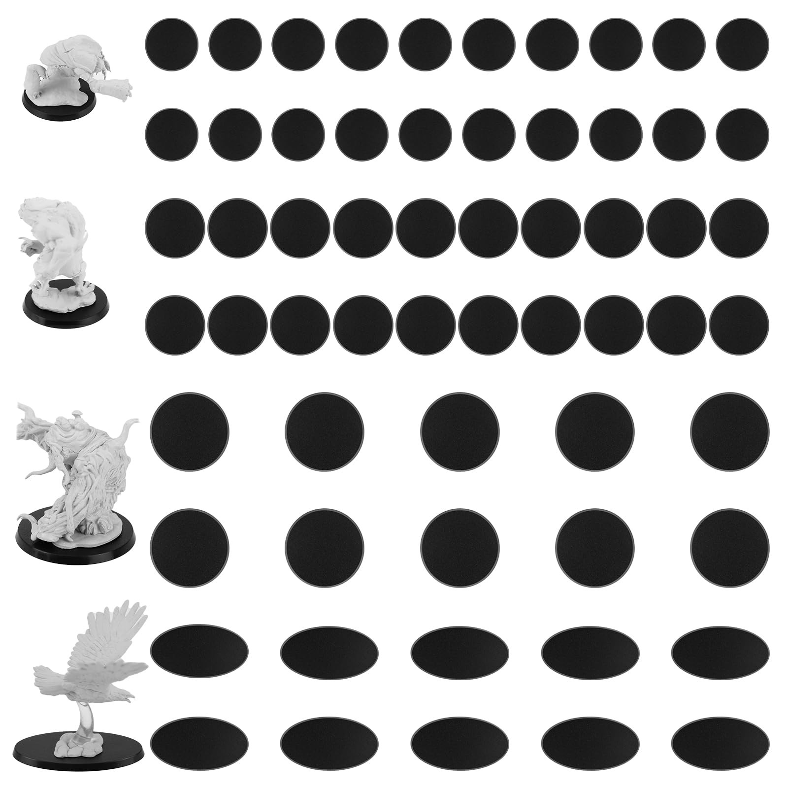 DisplayMore 60Pcs Plastic Model Miniature 60PCS-40&50&60&75X42mm-Mix Black
