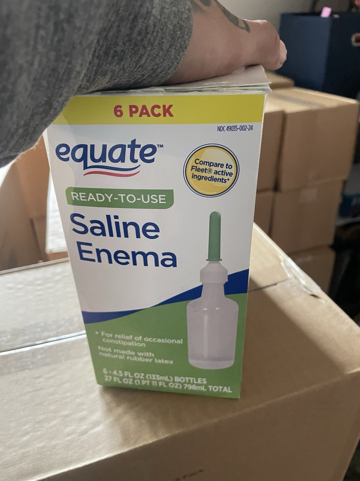 4 boxes Equate Saline Enema 6 Packs, Easy to Use,