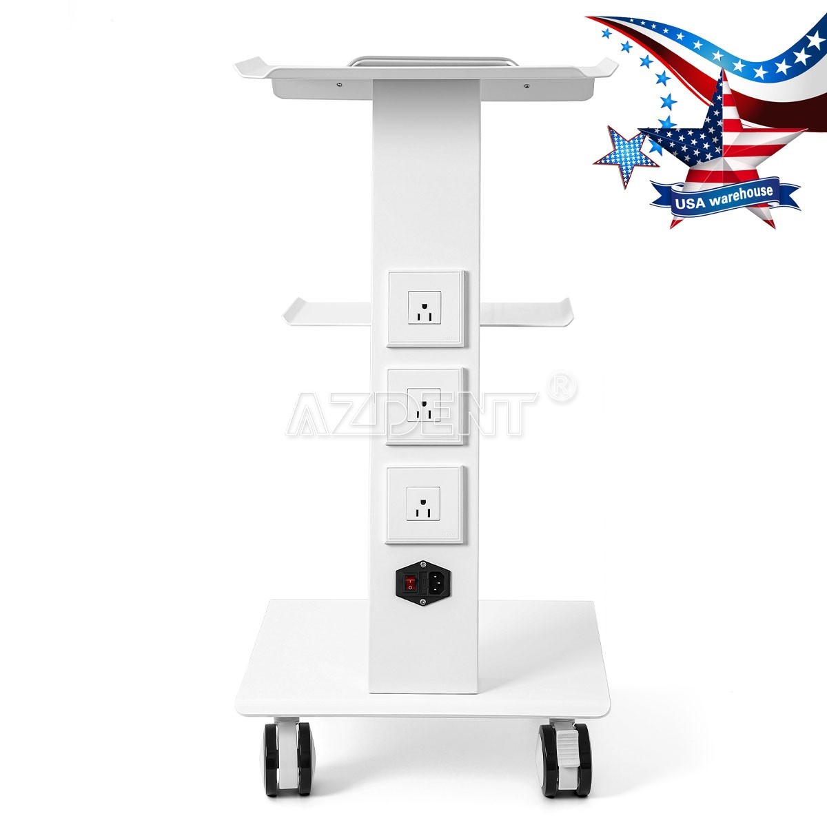 Dental Mobile Trolley Tool Cart 3-Layer Drawer Multi-Function Cart power socket