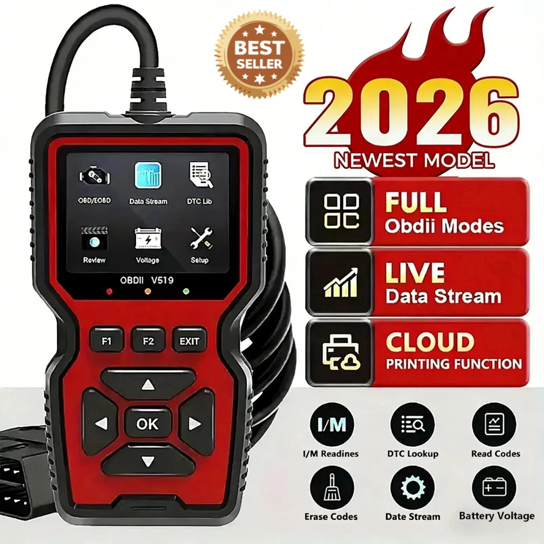Professional OBD2 V519 Scanner - 2026 Upgraded OBDII + CAN Code Reader US