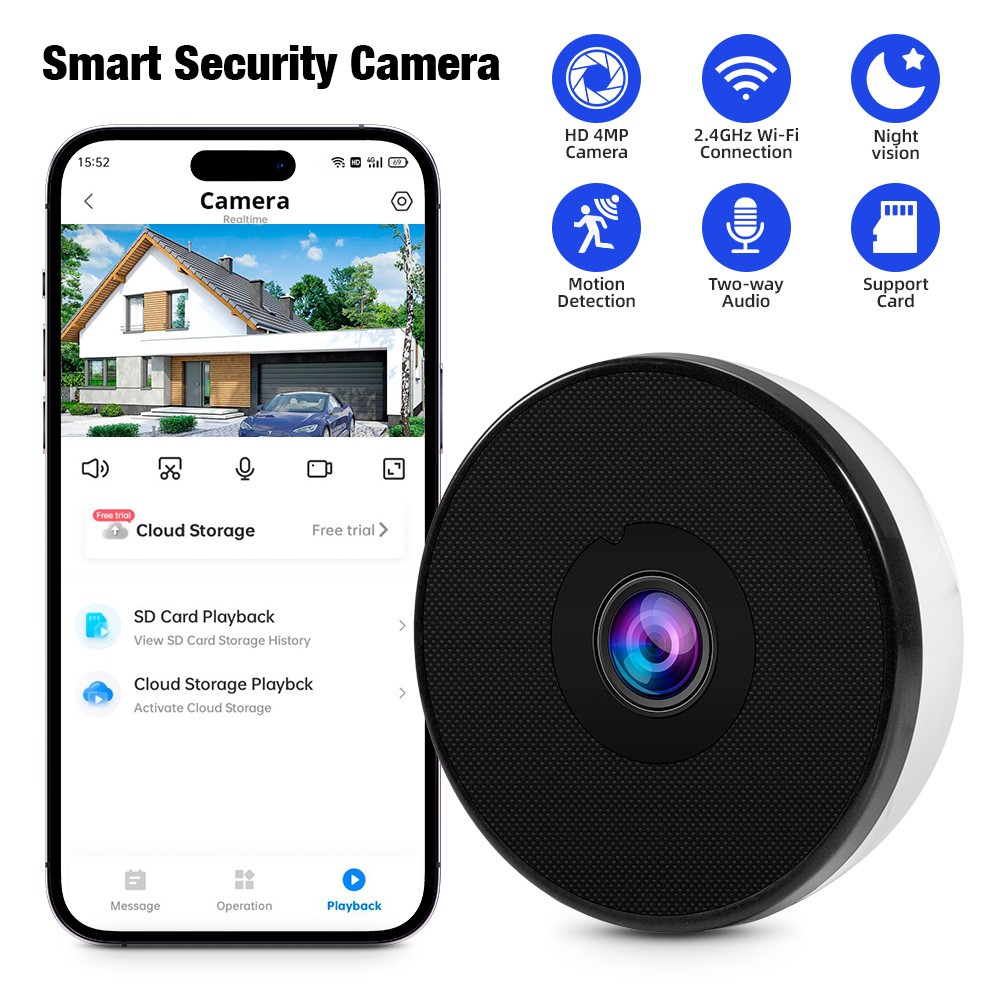2.4G WIFI Window Camera 2K Indoor Cameras for Home Security Easy & Quick Install