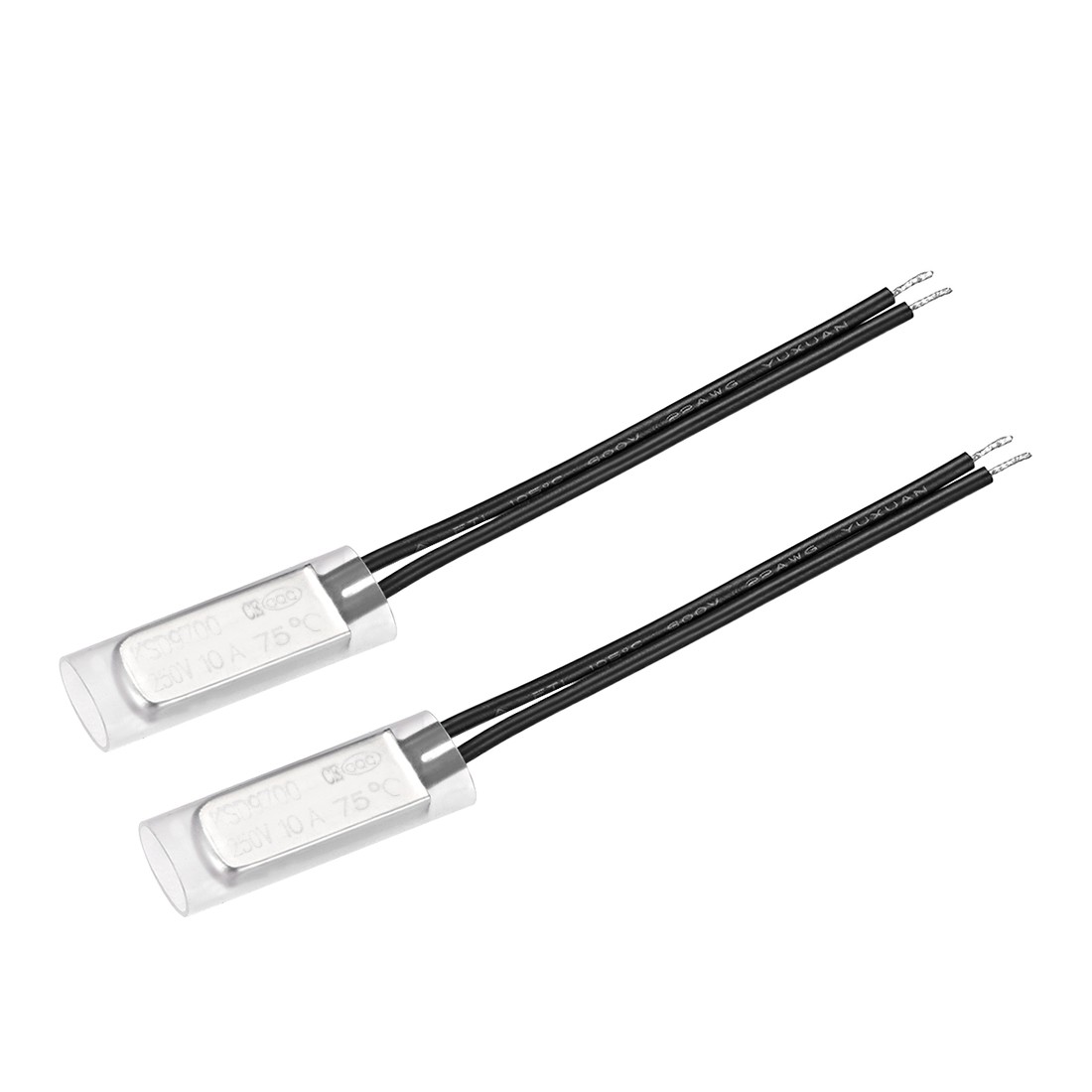 2 x KSD9700 Thermostat 75℃ N.C 10A Metal Bimetal Temperature Control Switch