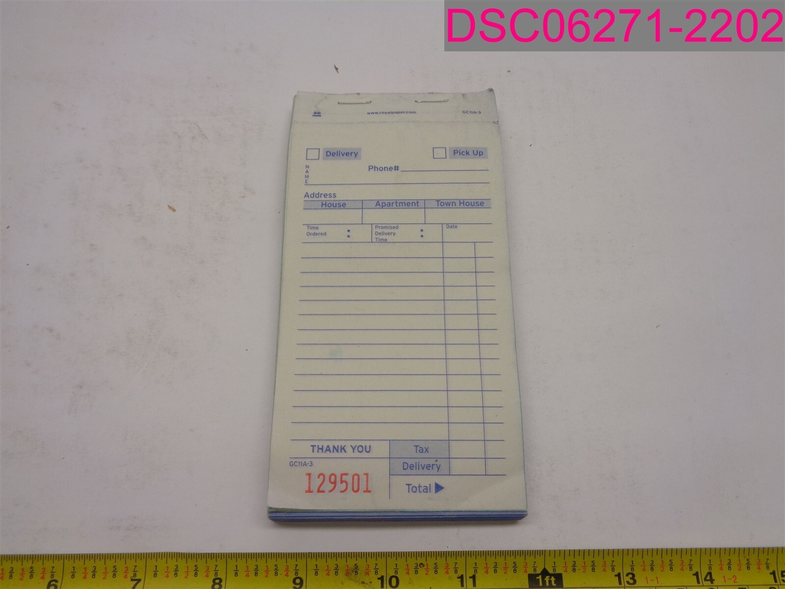QTY=300(6 Pads of 50); Royal Paper GC11A-3 Carbonless 3 Part Checks Delivery For