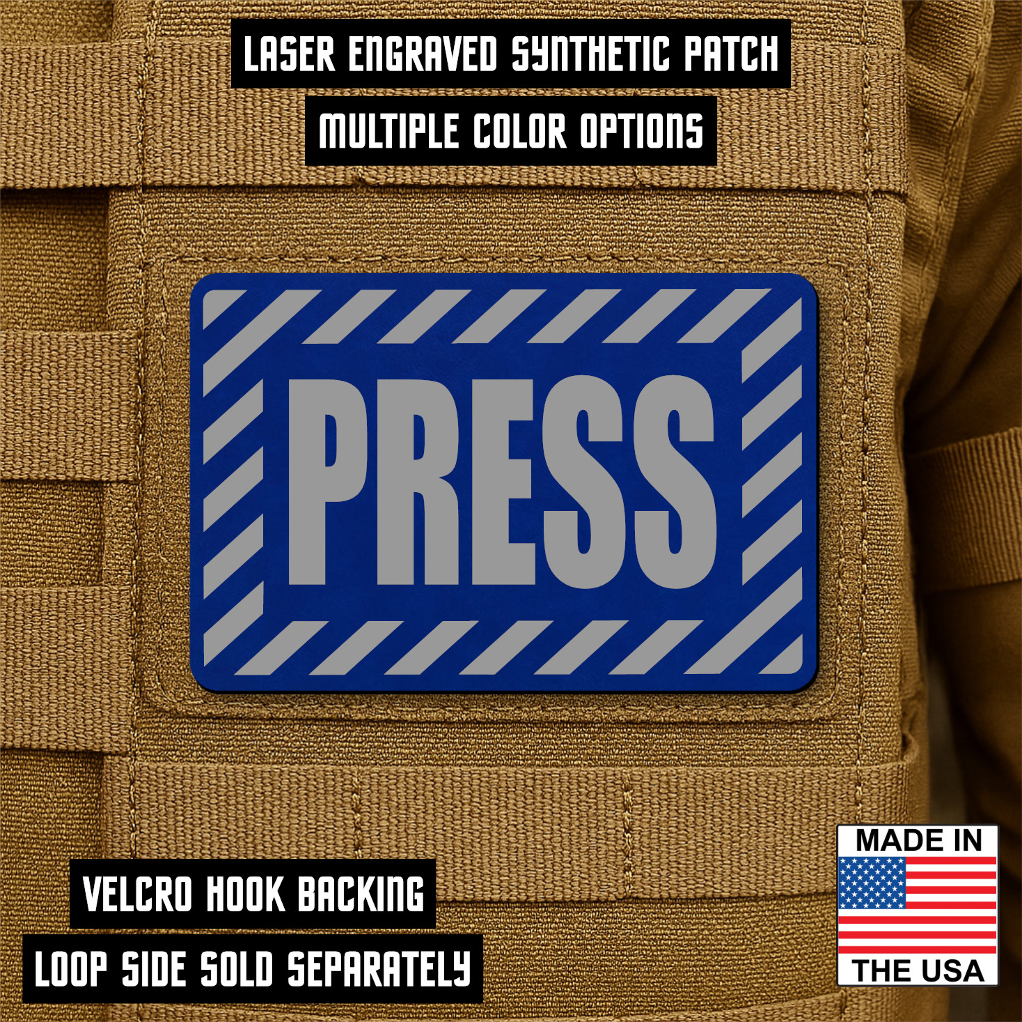 PRESS Media Journalist Identification Tactical Patch for Carriers Hats and Vests
