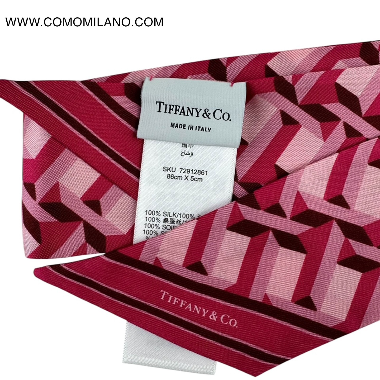 100% New TIFFANY & CO Small Skinny Scarf True T Pink Fuchsia 251192