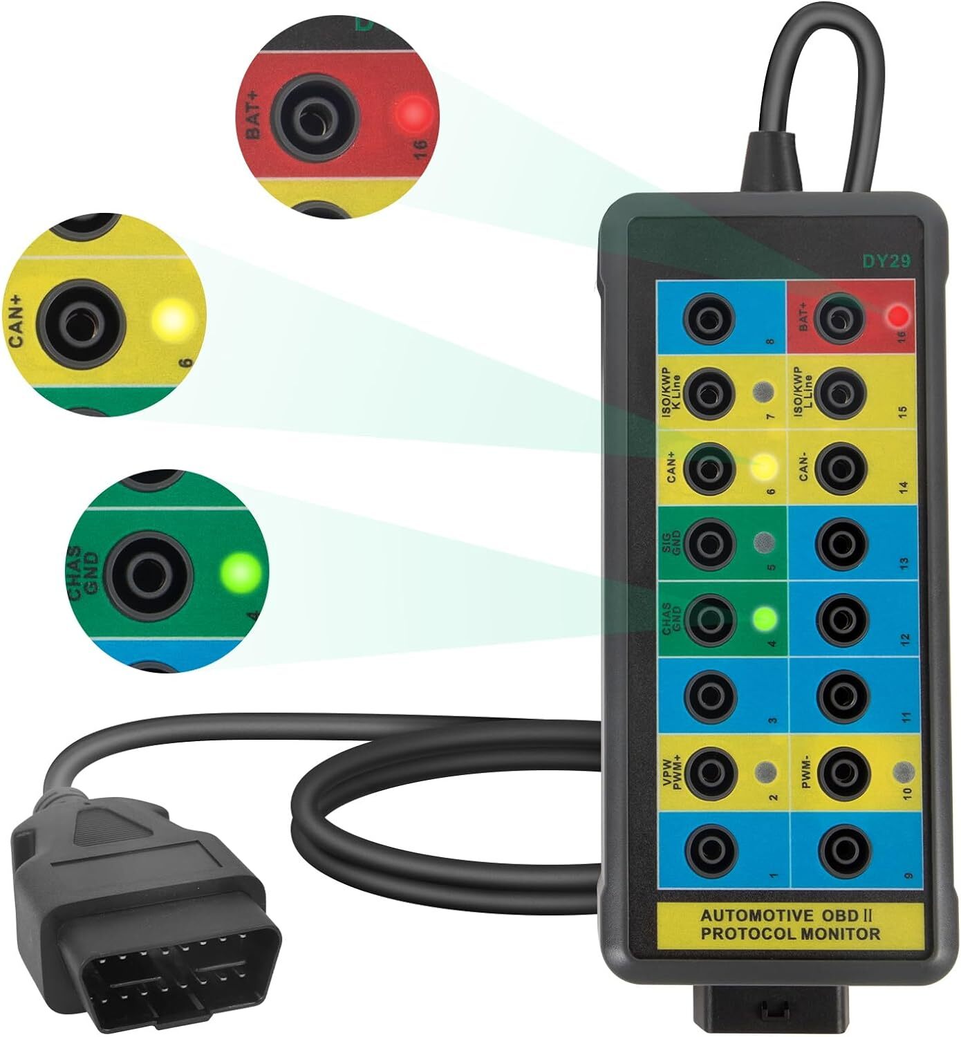 OBD2 Break Out Box OBDII Protocol Detector CAN Test Box Car Diagnostic Scan Tool