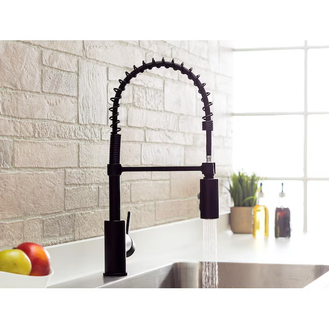 Project Source Flynt Matte Black Commercial Pull-Down Kitchen Faucet