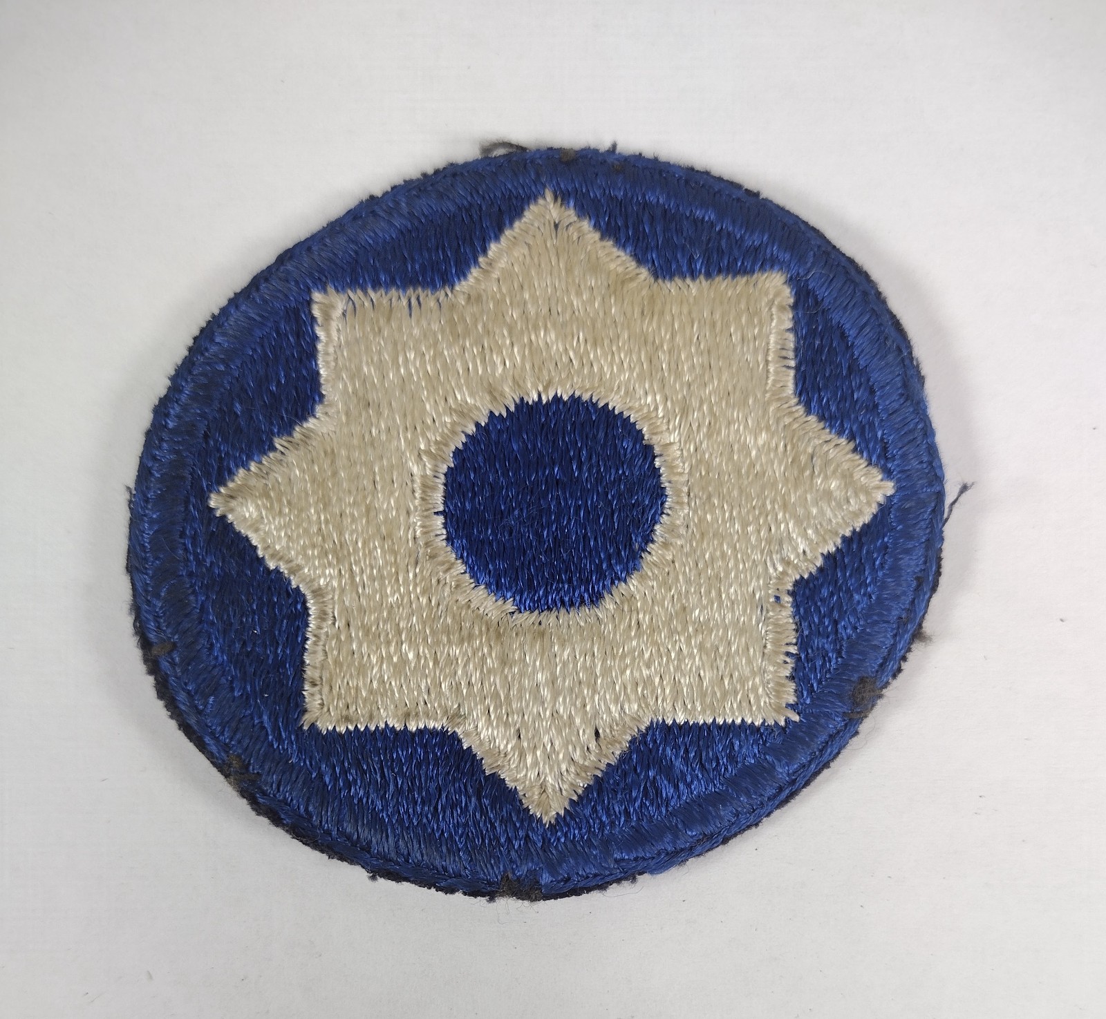 Vtg Military Patch Badge 8th Service Command White & Blue Army Patch Uniform