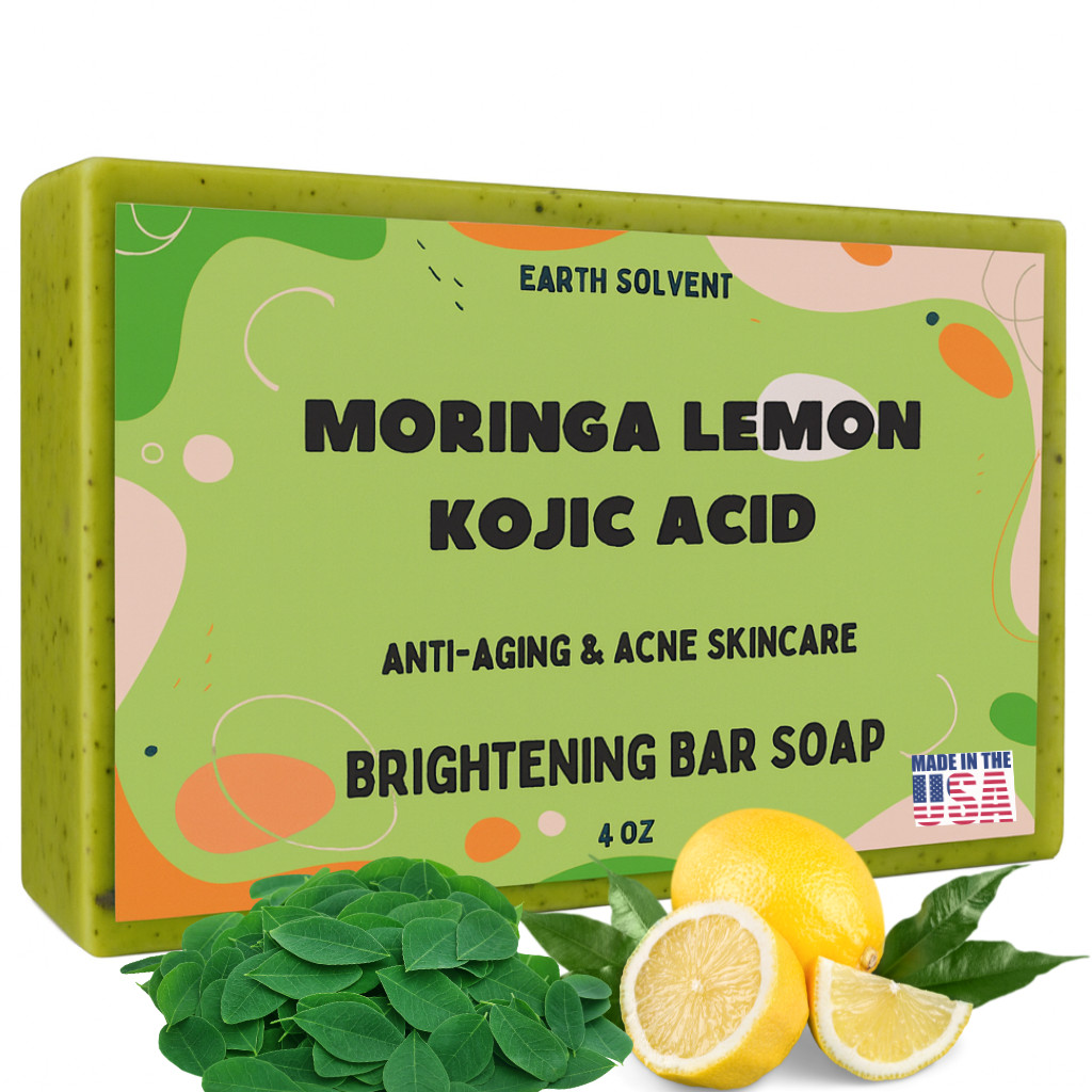 Moringa Lemon Kojic Acid Brightening Bar Soap for Acne, Wrinkles & Anti Aging