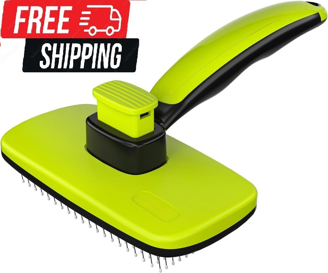 Dog Cat Slicker Brush Self Cleaning Pet Grooming Deshedding Tool