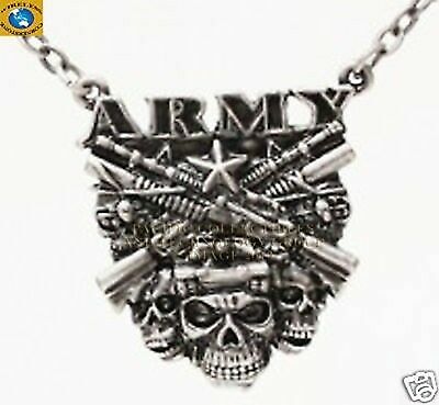 MILITARY ARMY SKULL CROSS SHOTGUNS NECKLACE JEWELRY NEW