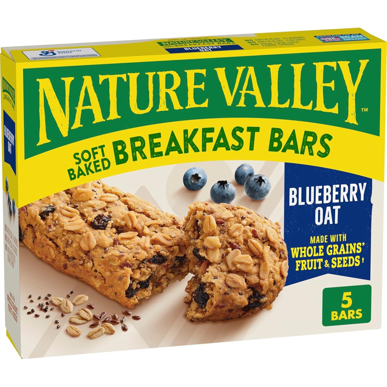 Nature Valley Soft Baked Breakfast Bars, Blueberry Oat, Morning Snacks, 5 Bars,