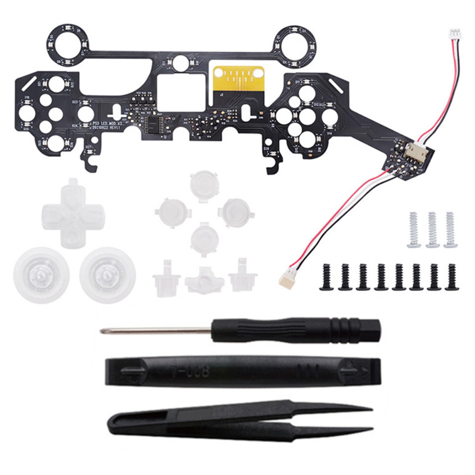 8-Color Luminated D-Pad Thumbsticks LED Face Buttons DIY Kit for PS5 Controller