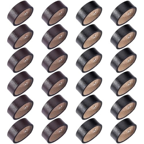24Pcs 2 Colors Leather Watch Band Keeper Watch Band Loop Replacement Black