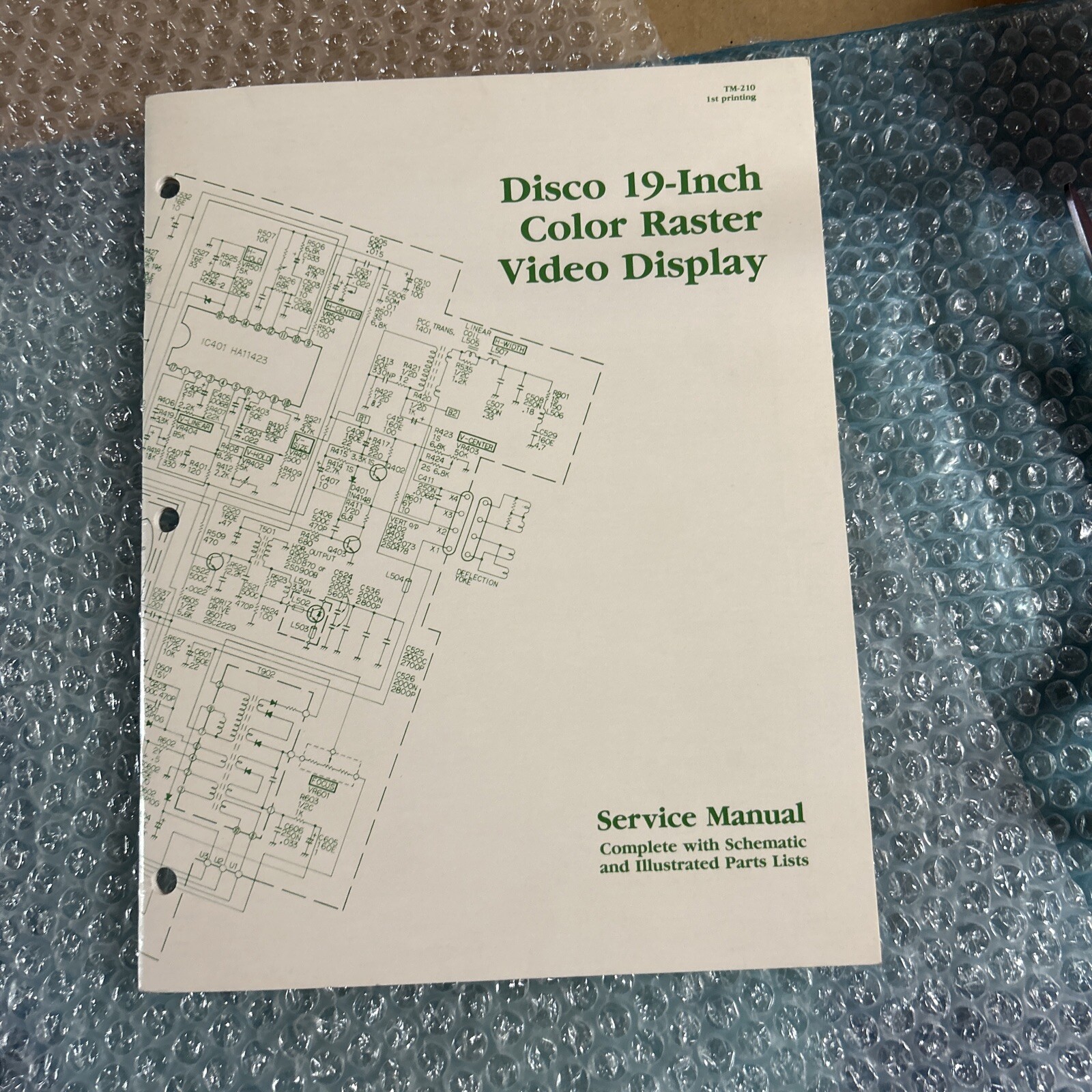 original 1982 ATARI TM-210 Disco Green Monitor arcade video game manual