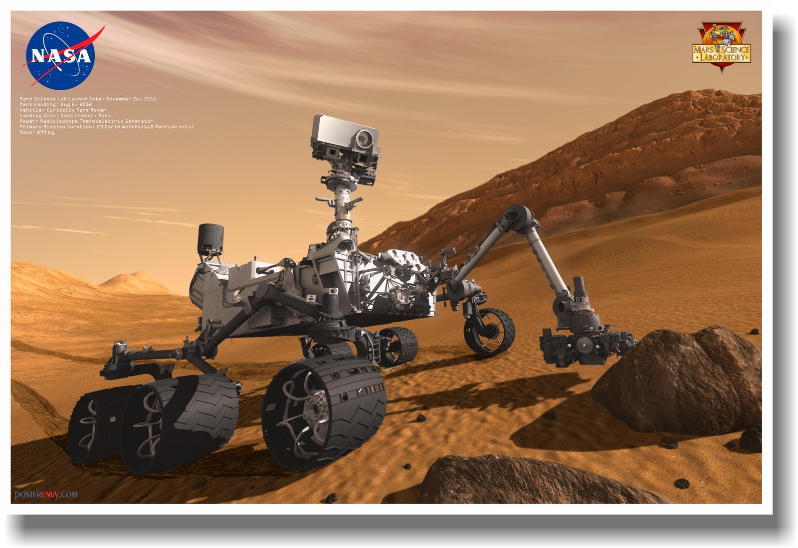 Curious Mars Curiosity 7 NEW EDUCATION CLASSROOM SCIENCE SPACE ASTRONOMY POSTER