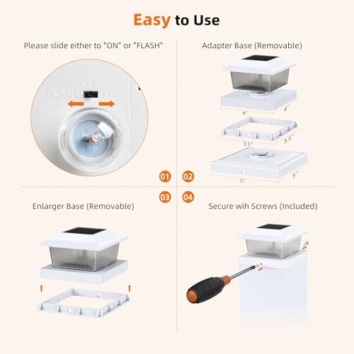 Solar Post Cap Lights Outdoor Flickering Flame Light Fit for 8 Pack White