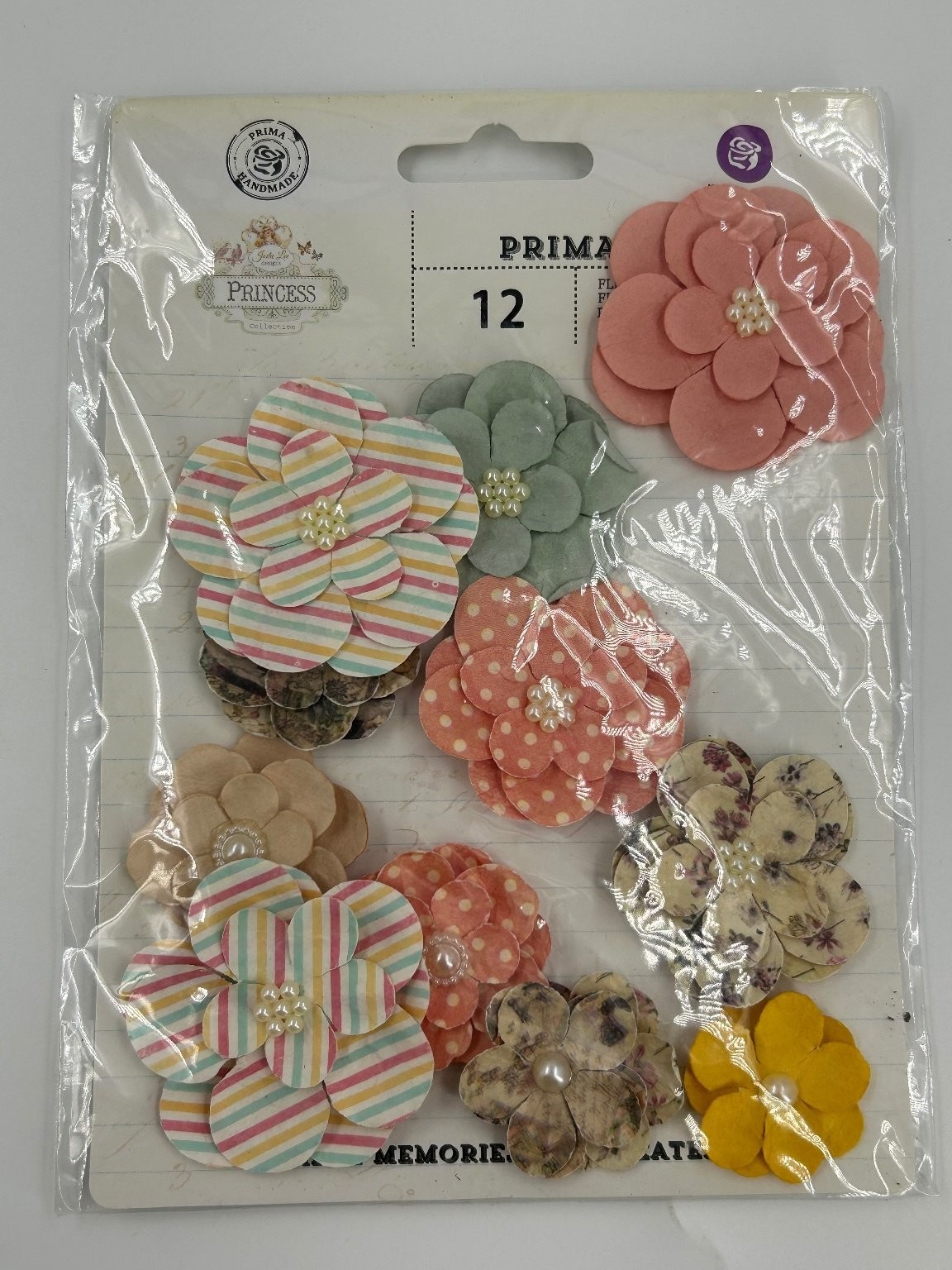 Prima Marketing Jodie Lee Princess Paper Flowers (Lot of 12) Scrapbooking
