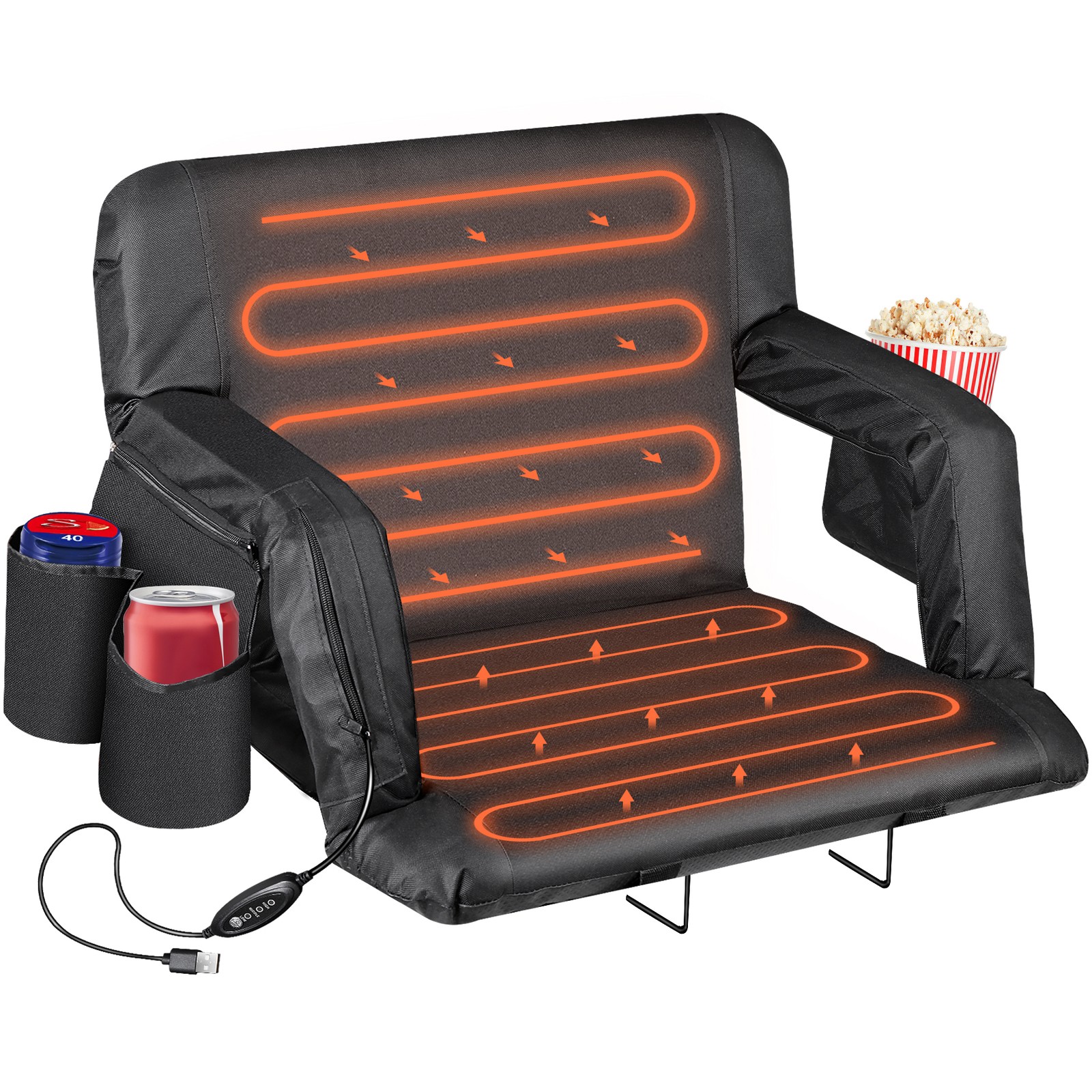 Heated Stadium Seats for Bleachers with Back Support Upgraded 3 Levels of Heat