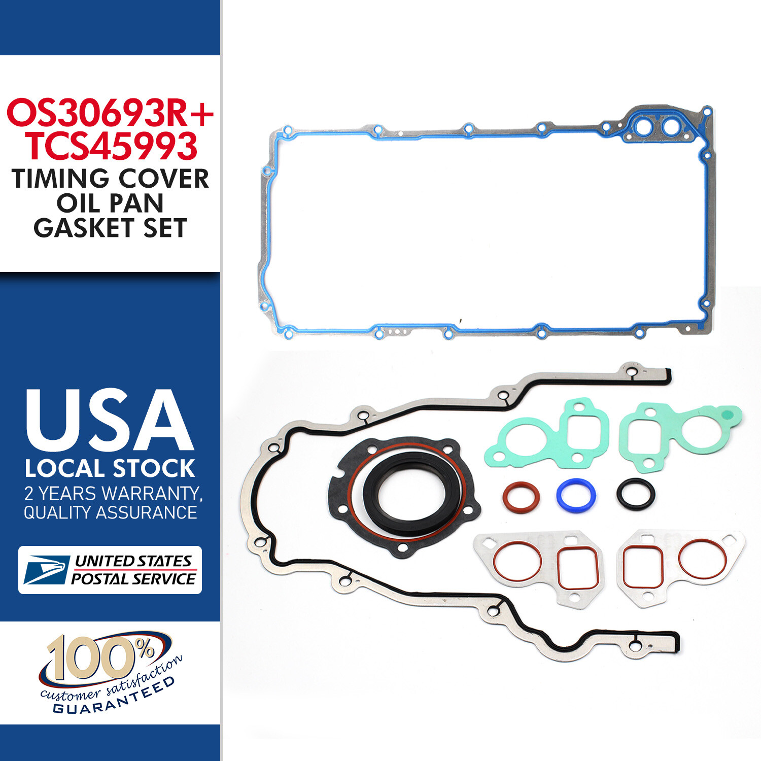 TCS45993+OS30693R Engine Timing Cover Oil Pan Gasket For GMC Sierra 1500 1999-07