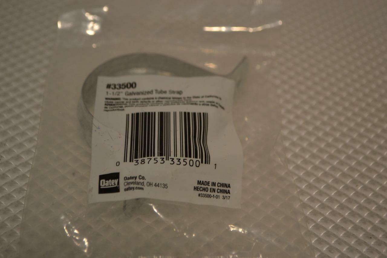 ONE NEW LOT OF 3 OATEY 2-HOLE 1 1/2" GALVANIZED TUBE STRAPS 33500.