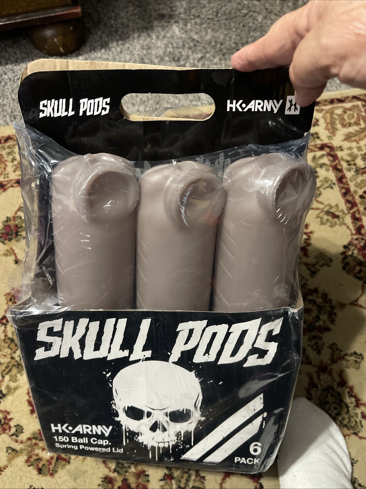 HK Army High Capacity 150rd SKULL Pod 6 Pack Light Smoke Push Button Paintball