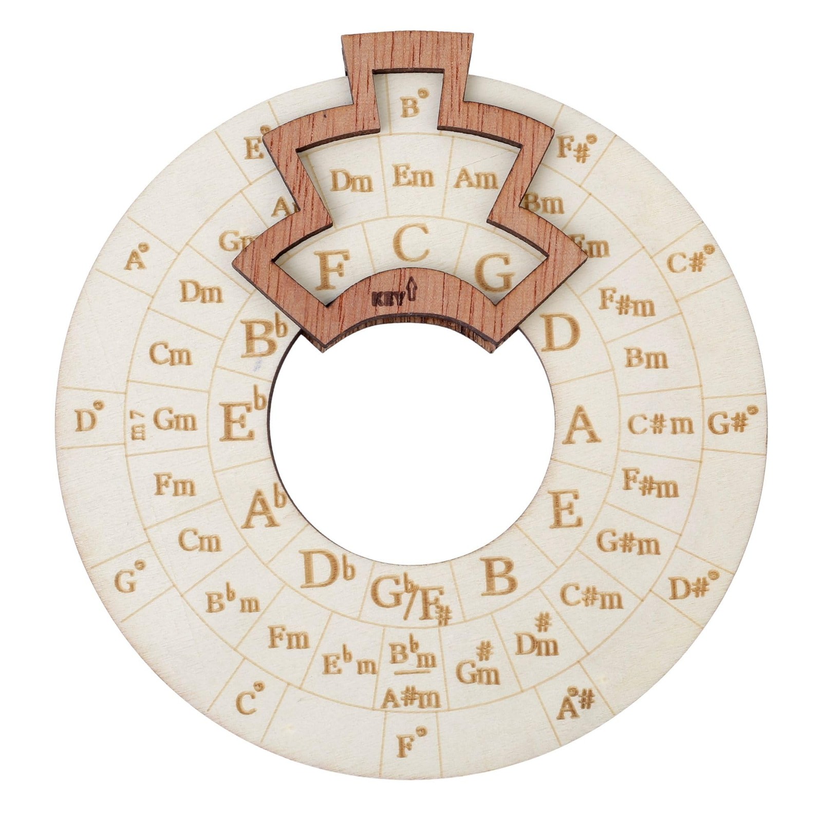 Circle Of Fifths Chord Wheel Wooden Melody Tool for Guitar, Bass, Piano