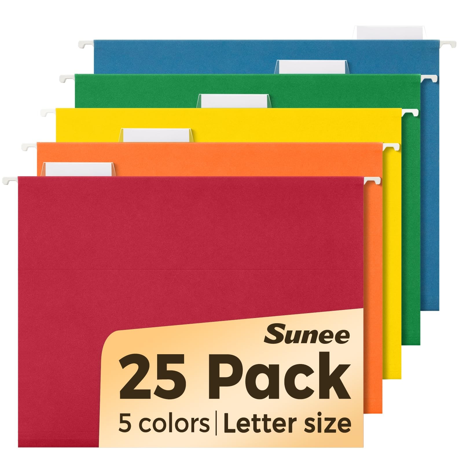 Hanging File Folders Assorted Colors, 25 Pack File Folders Letter Size with 1...
