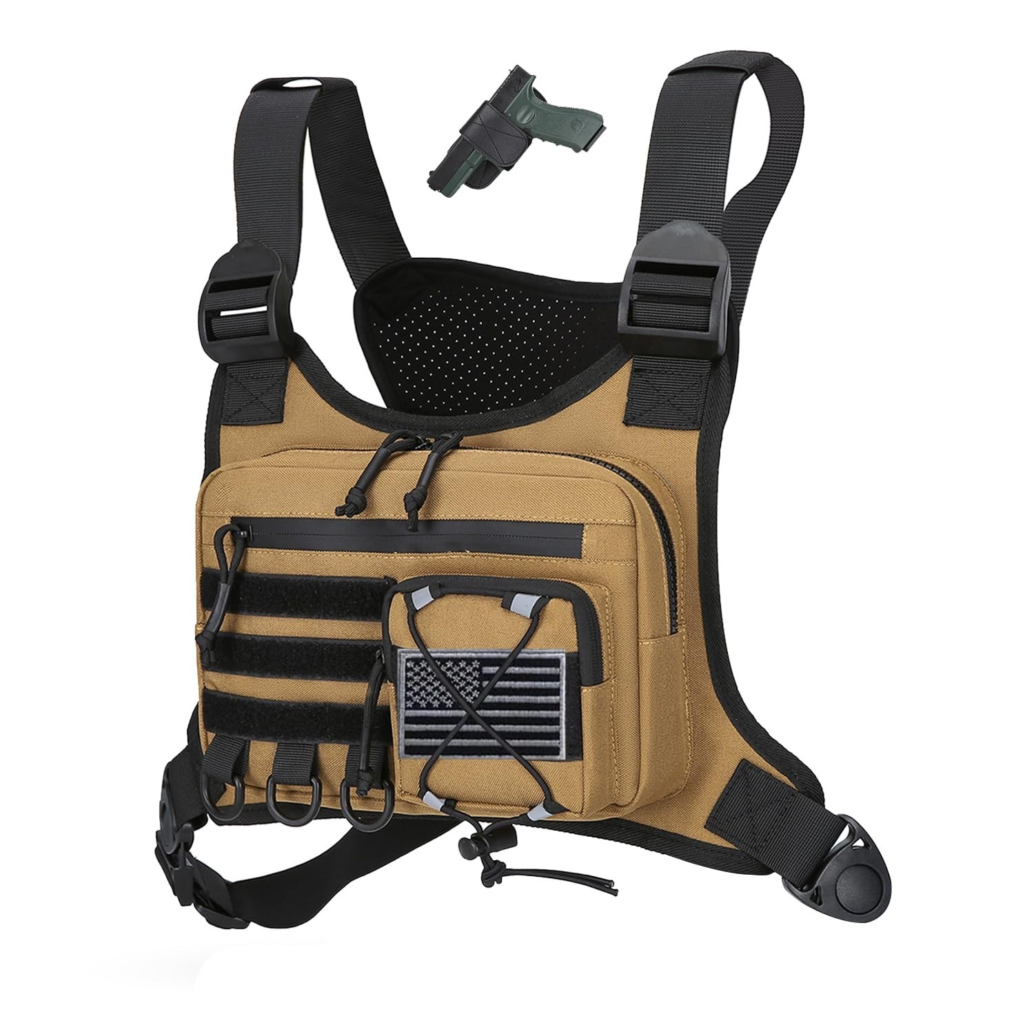 Outdoor Sports Chest Bag for Men, Chest Vest Holster Fits Most Pistols, Adjus...