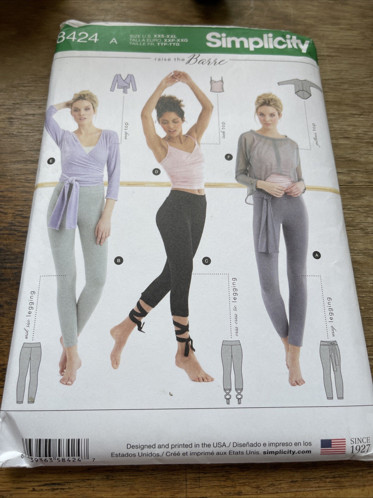 Simplicity Pattern 8424 Ms Knit Leggings 2 Length~Tank Top~Wrap Top~More XXS-XXL